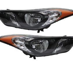 Pair Halogen Headlights Driver+Passenger Side for 2011 2012 2013 Hyundai Elantra