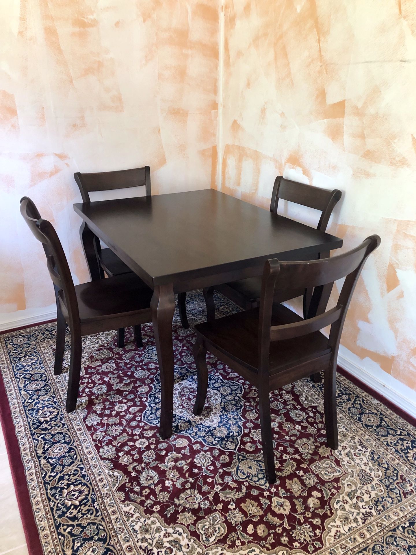 Solid wood breakfast nook table and chairs