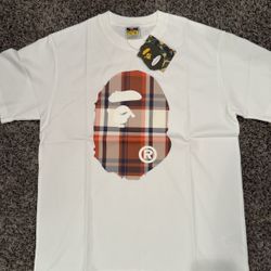 White Burberry Bape tee  XL fits to Large/ White MCM Bape tee XL fits to Large