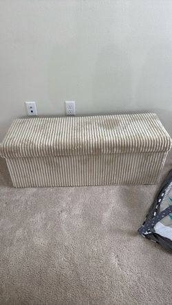 Cream Corduroy Folding Storage Ottoman Bench