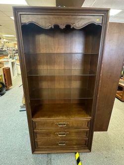 Wood Bookcase Cabinet with Drawers