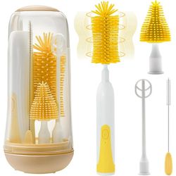 Electric Bottle Brush Cleaner, Rechargable Electric Baby Bottle Brush for Travel, Waterproof Electric Bottle Cleaner Set with Nipple and Straw Brush, 