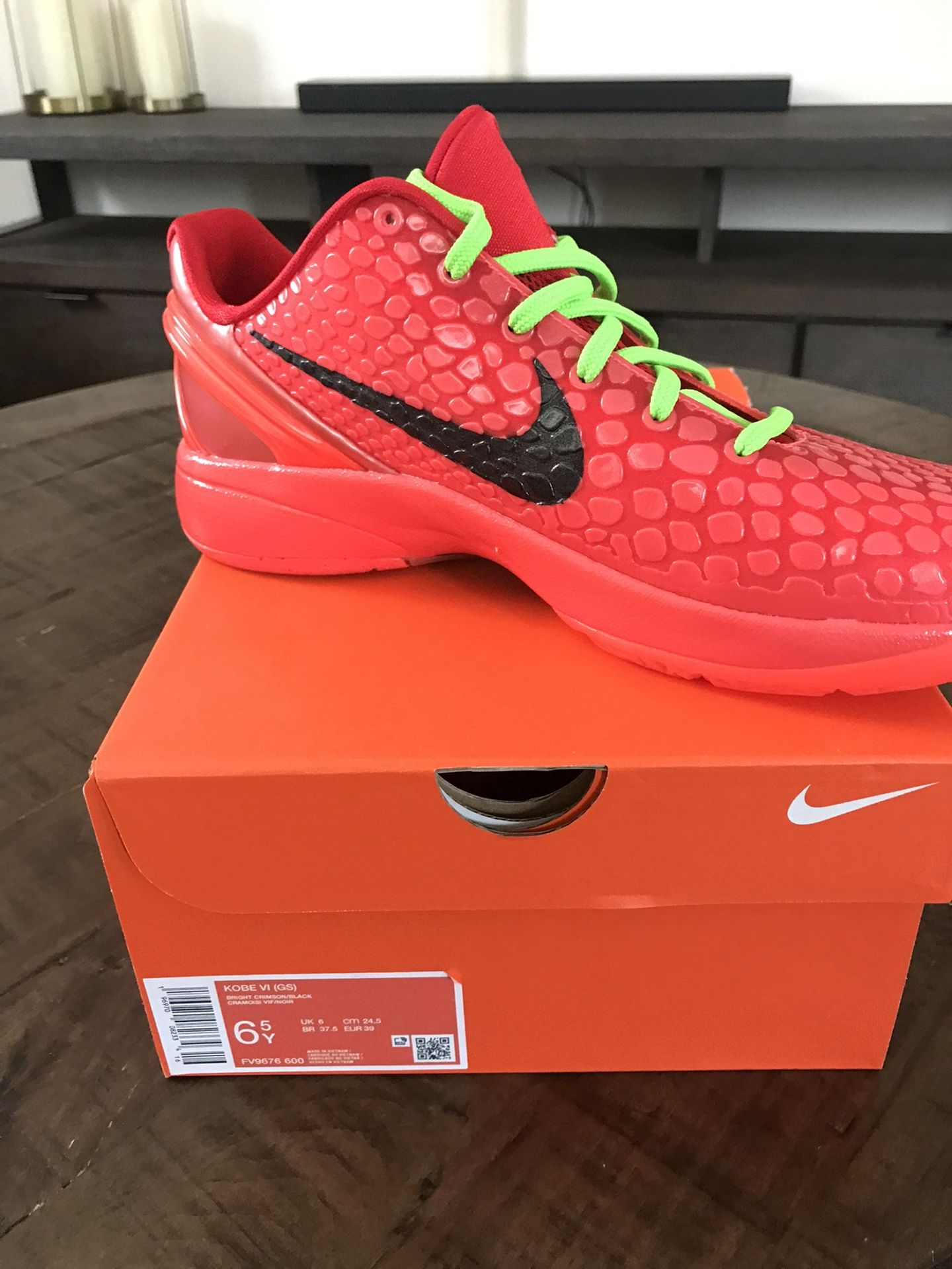 Nike Kobe 6 Proto Reverse Grinch 6.5y/8w Men's shoes