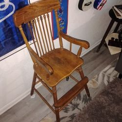 Vintage Solid Oak Hi-chair