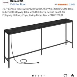 Narrow Sofa Table With Power Outlet 