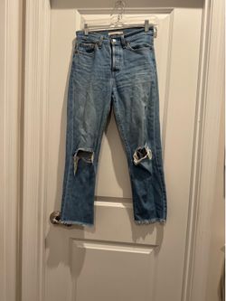 Levi's Light Blue Distressed Straight Leg Jeans size 25