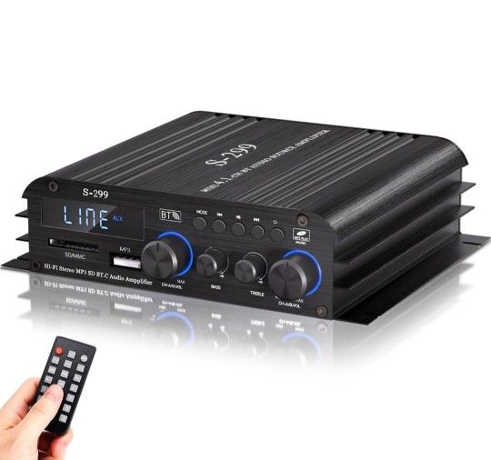 Facmogu S-299 4.1CH Bluetooth Power Amplifier with Active Subwoofer Output (NOT Passive Subwoofer), Max 800W RMS 40Wx4 Subwoofer Amplifier Hi-Fi Integ