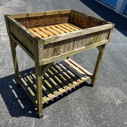 Wooden Elevated Raised Bed Planter Herb Garden! Wobbles a little.  31x23x32in 