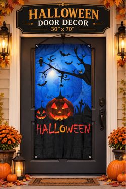 Halloween Door Decor Banner – Spooky Outdoor Seasonal Decoration