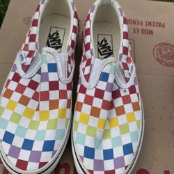 Rainbow Checkered Vans  