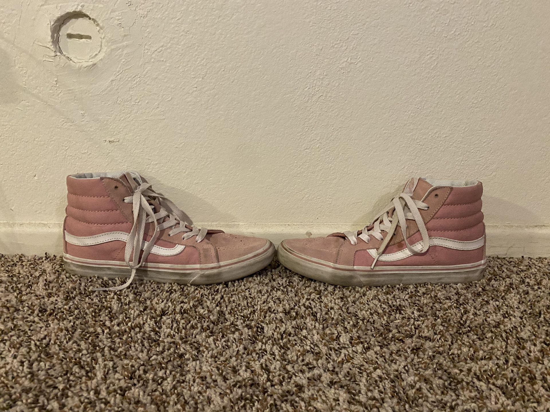 Pink vans high top shoes size men’s 7.5