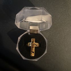 Gold plated with Stainless steel cross ring 