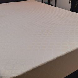 Queen Bed, Box Spring & Faux Leather BEDFRAME