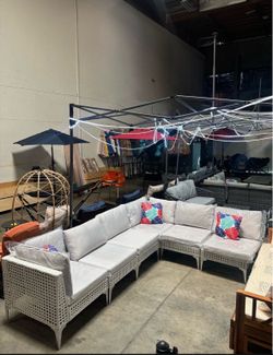 No Assemble !!!  New 6 pcs Outdoor Rattan Wicker Patio Furniture Set Sectional Sofa Set Table Ottoman