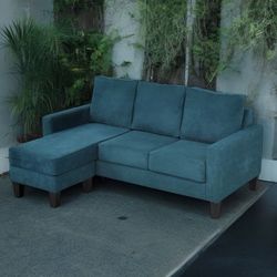 Teal Mid-Century Modern 82” Sectional Sofa with Reversible Chaise by Jerome’s