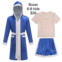 Kids Blue Boxer Outfit Costume 6-8 Halloween Career Day - Niños Boxeador Traje 