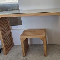 New Console Table with Glass Top and Stool