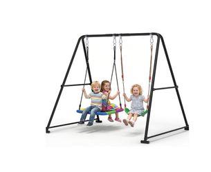 2-in-1 Swing Set for Backyard for Kids, with 1 Platform Swing, 1 Belt Swing, 440lbs Metal Swing Set (JT3)