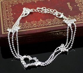 New Charm Silver Plated Bead Anklet Ankle Bracelet Chain Crystal Fashion Singular Jewelry Gifts WTU (Size: One Size)