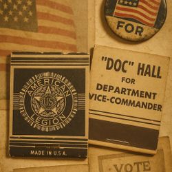American Legion Doc Hall Campaign Matchbook USA, Vintage 1940s. Unused, Full