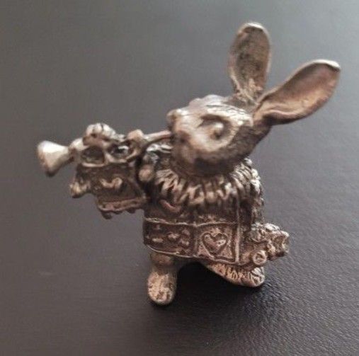 Vintage Wanda Scruby Alice In Wonderland Pewter Rabbit
