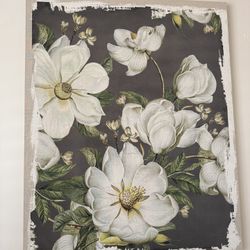 Large Floral Canvas Wall Art – Oversized Neutral Home Decor