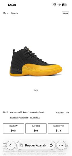 Jordan 12s (university gold) size 10