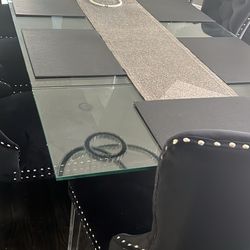 Beautiful Glass Table With Gray Metal Base