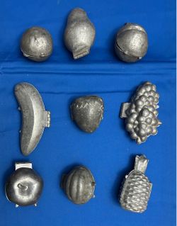 Lot of 9 Antique Pewter Ice Cream / Chocolate Molds
