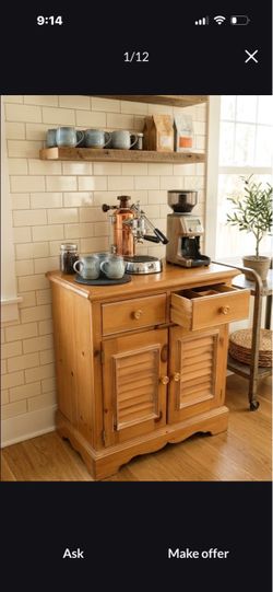 Pine Solid Wood Cabinet with Louvered Doors