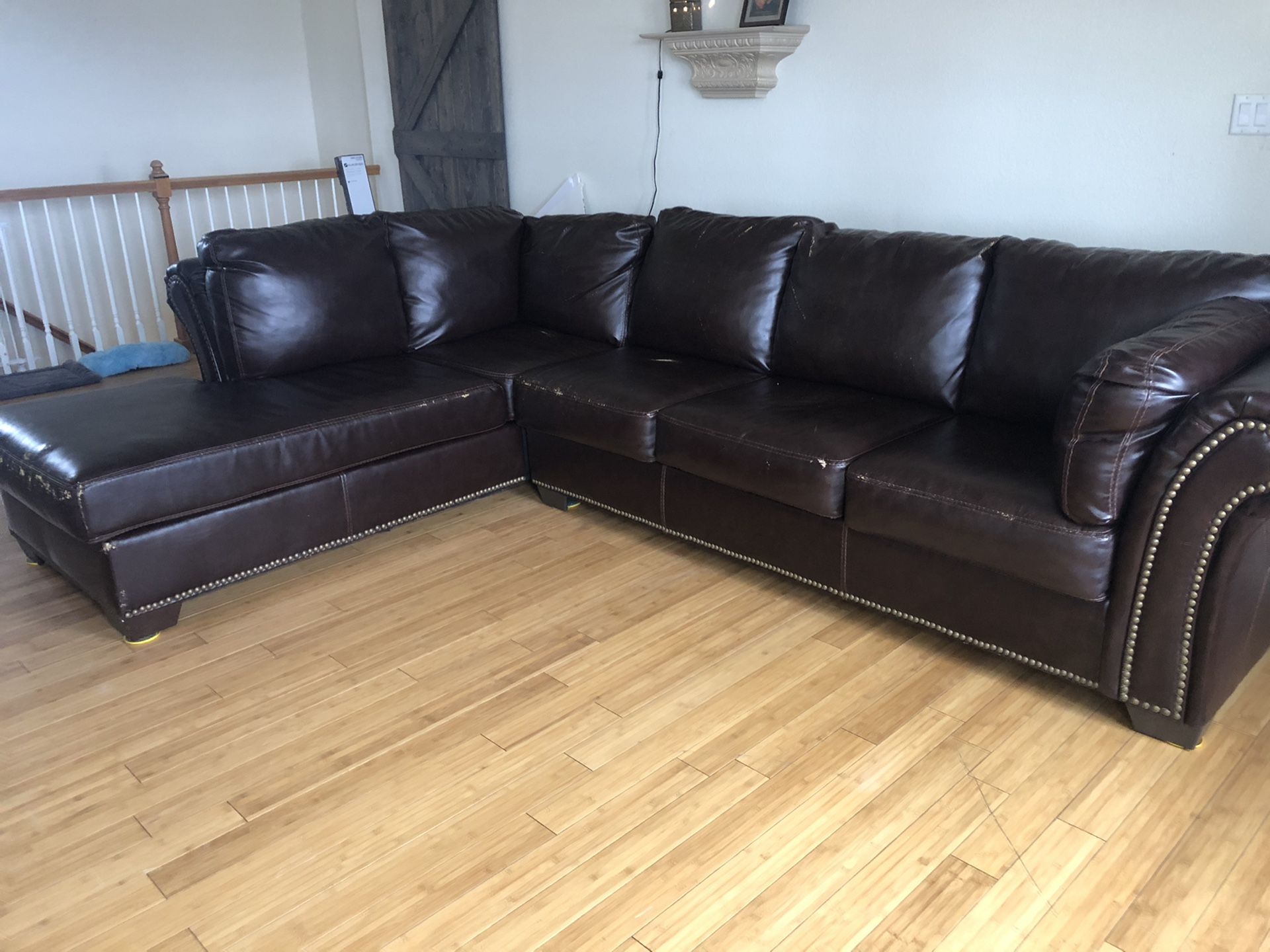 Brown Couch Large w/ Lounger
