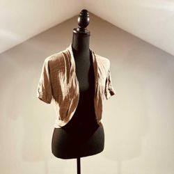 Small Tan Cardigan W/ Lace Back