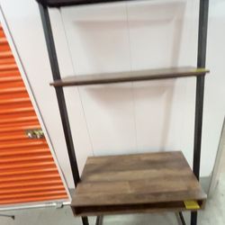 Modern Industrial Desk with Hutch Shelves – Wood & Black Metal