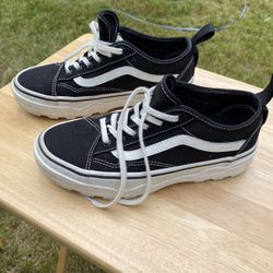 Vans Sentry Old Skool Sneakers Women's Size 7.5/ Men's 6 Black Canvas Shoes Wafflecup Soles 