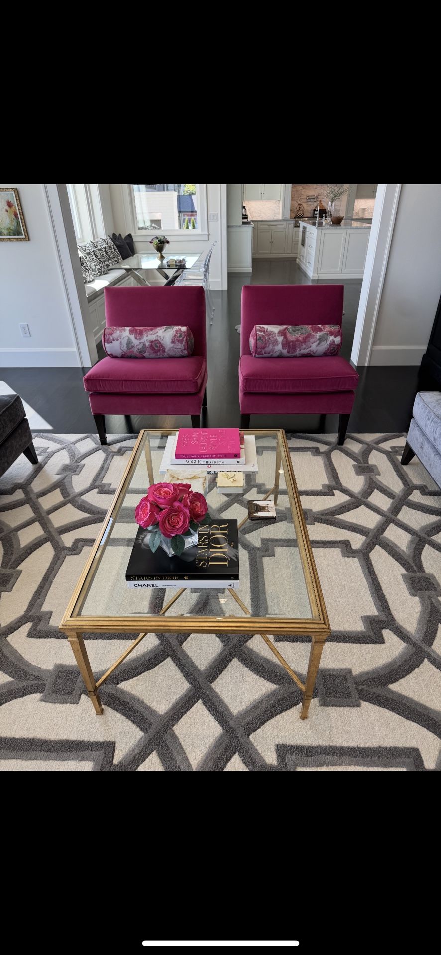 Ethan Allen Pink chairs with round pillow! Perfect condition and $600 each