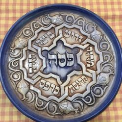 Passover Seder Plate, Judaica, Handmade Stonewear Platter for Sedars