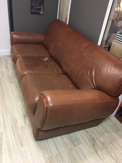 Brown leather sofa