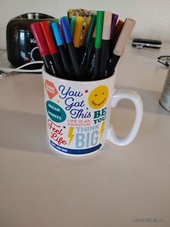 Dual Tip Markers. Washable. Including Coffee Mug.