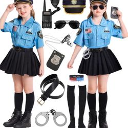 11 Piece Stitched Police Uniform Costume for Girls, Size 140, 9-10 *BRAND NEW*