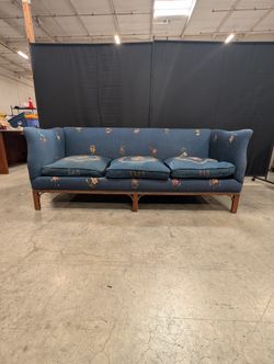 Vintage-Inspired Floral Embroidered Upholstered Settee Sofa