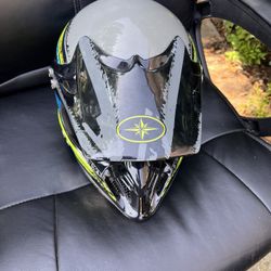 Polaris MOTO EC Blue, Gray & Green Full Face Helmet,  Size M