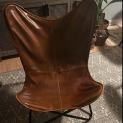 Leather Butterfly Accent Chair