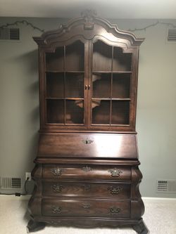 Antique Secretary Dresser Display Cabinet
