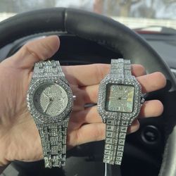 1-1 iced out watch (no box) “one in left”