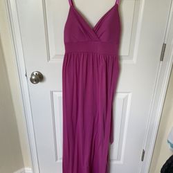 Long Pink Spaghetti Strap Dress