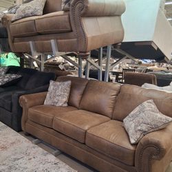 Sofa & Loveseat With Chenille Pillows