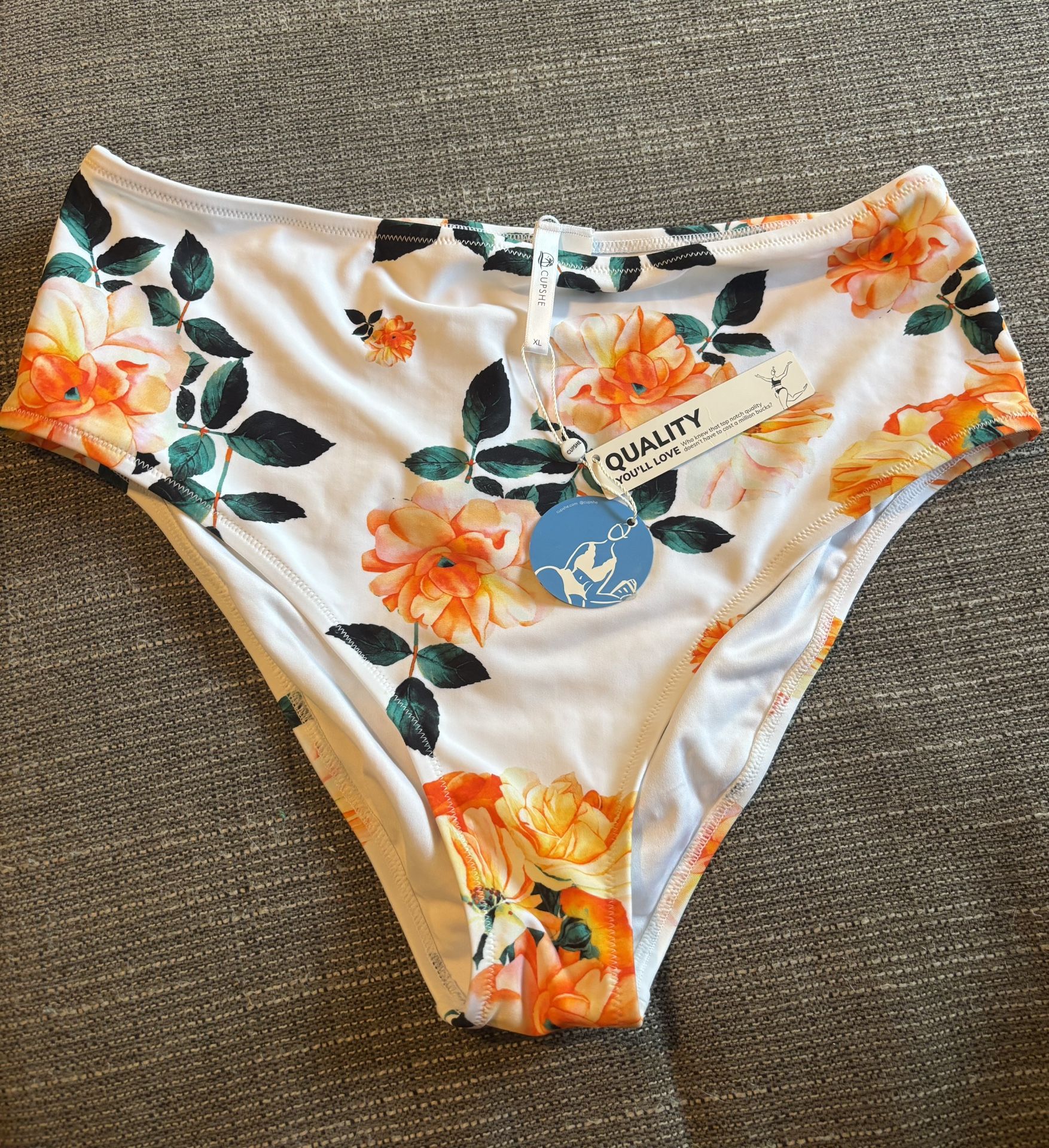 Cupshe High Waisted XL Bikini Bottom Floral Swimsuit Bathingsuit NWT