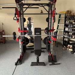 Smith Machine 200 | Adjustable Bench | 245lb Cast Iron Olympic Weights | 7ft Olympic Bar | Fitness | Gym Equipment | FREE DELIVERY/INSTALLATION 🚚 🛠️