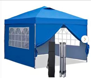 10x10 Pop Up White Gazebo Wedding Party Tent Canopy With Windows & Sidewalls