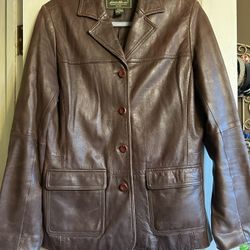 Eddie Bauer Women’s Rich Brown Leather Jacket 
